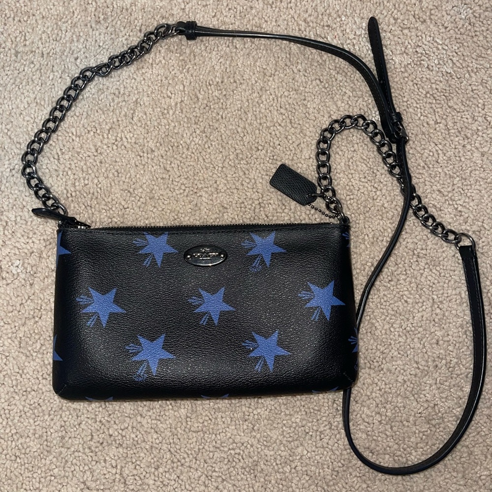 Coach Crossbody Black with Blue Stars